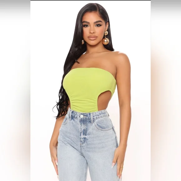 Fashion Nova- We Mesh Together Tube Bodysuit (Lime) *NEW* - Picture 3 of 10